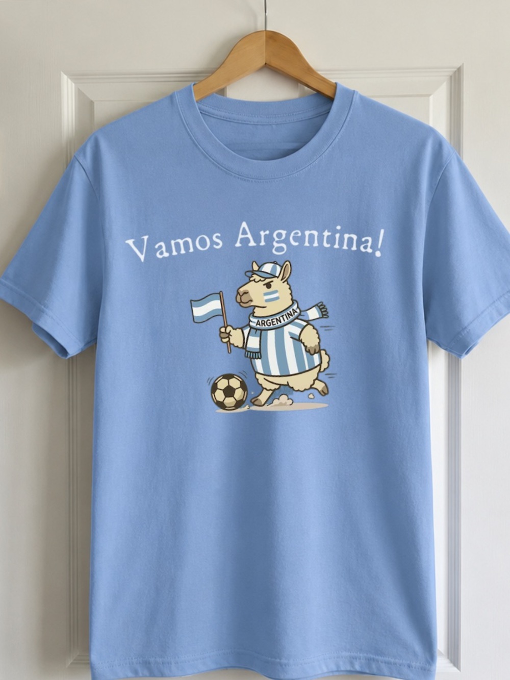 Vintage Argentina Soccer World Graphic Tee Light Blue Size L